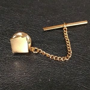 Vintage gold tone tie tack geometric